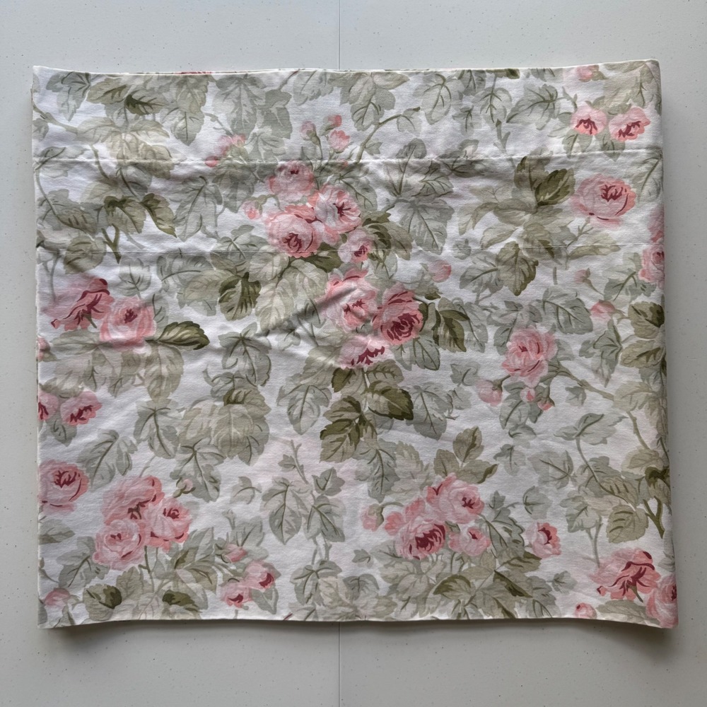Vintage Laura Ashley Cottage Rose Straight Valance 84" × 18"- Pink& Green Floral